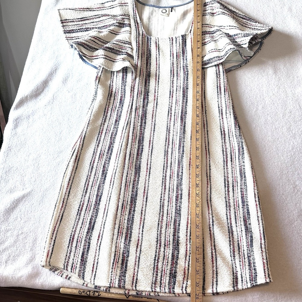 Akemi + Kin Anthropologie Jovanie Stripe‎ Terry Textured Dress Flutter Sleeves - Picture 6 of 13